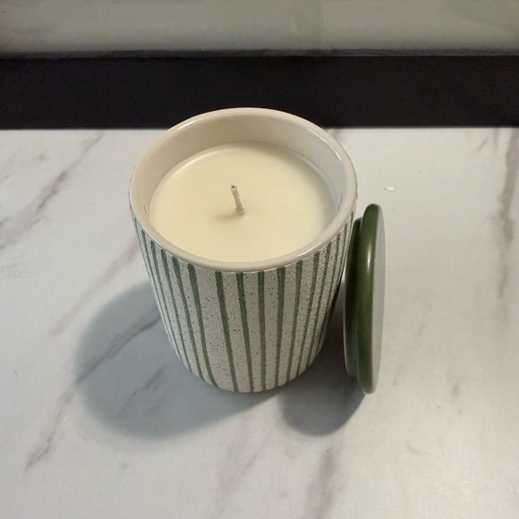 Anthropologie Olive and Cream Ceramic Candle - Picture 2 of 3